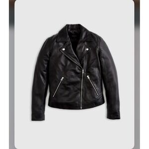 Quince Midnight Leather Jacket with Silver Accents